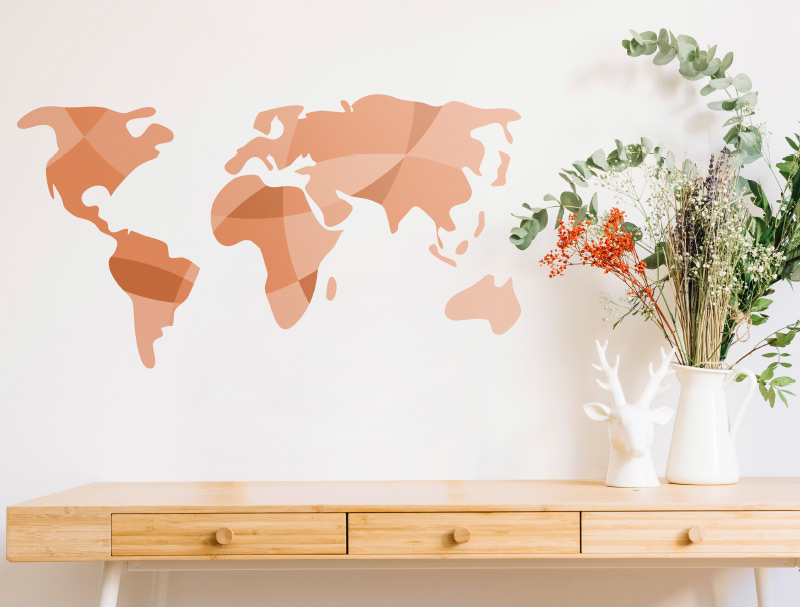 vinilo de pared mapa del mundo decoracion estudiante